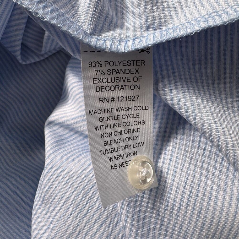 Johnnie-O Gulf Blue Striped Performance Jersey Polo Lyndonn Mens Size XL UPF 50 - Picture 3 of 8